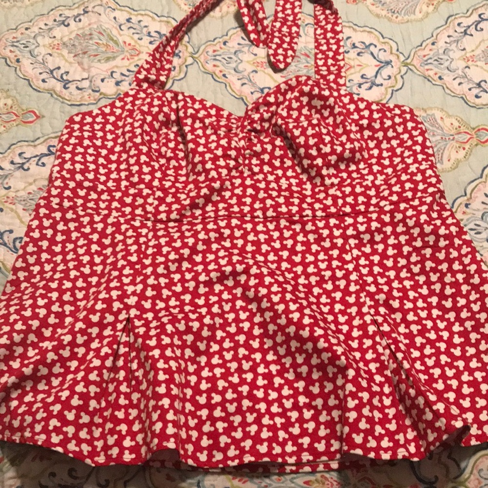 Torrid 2 Red and White Mickey Halter